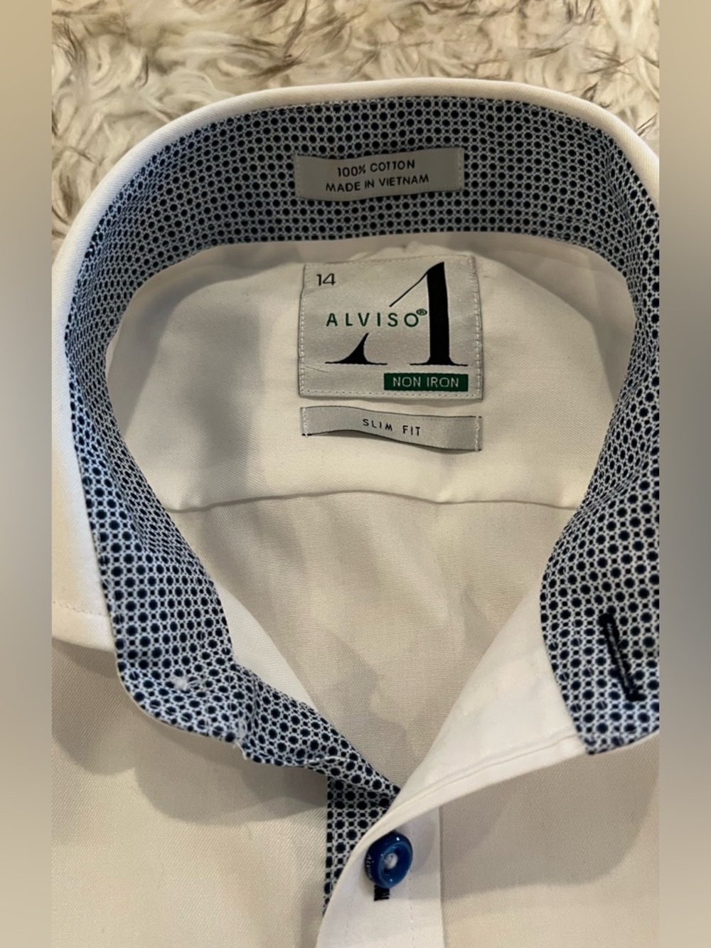 Alviso Boys Dress Shit - Non Iron Slim Flit - White - 14